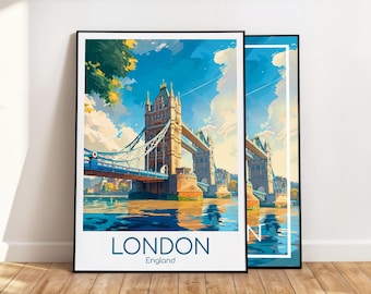 Póster de Londres para pared, arte, Puente de la Torre, póster de viaje de Londres, Puente de la Torre, Inglaterra, póster vintage, póster de viaje de Londres, impresión, impresión de viaje