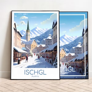 Ischgl poster de viagem ischgl poster arte da parede áustria poster vintage ischgl poster de viagem presente ischgl impressão de viagem