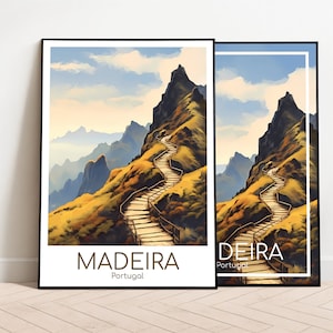 Madeira Reiseposter Madeira Poster Wall Art Portugal Vintage Poster Travel Poster Geschenk Madeira Print Kunstdruck