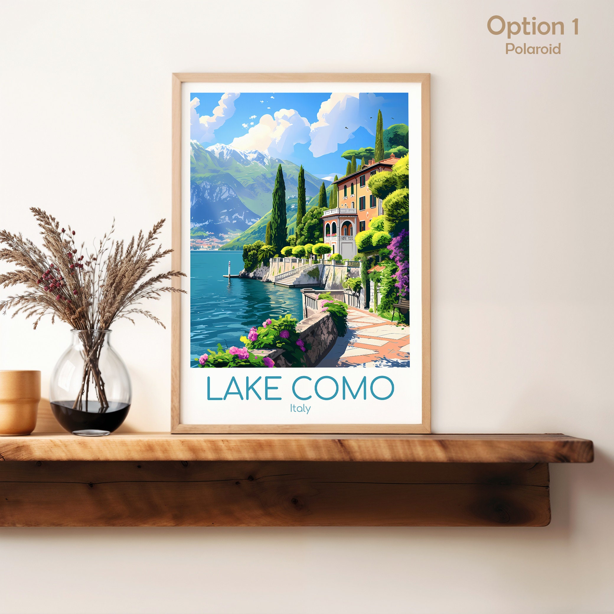 Lake Como Travel Poster Lake Como Poster Wall Art Italy Vintage Poster ...