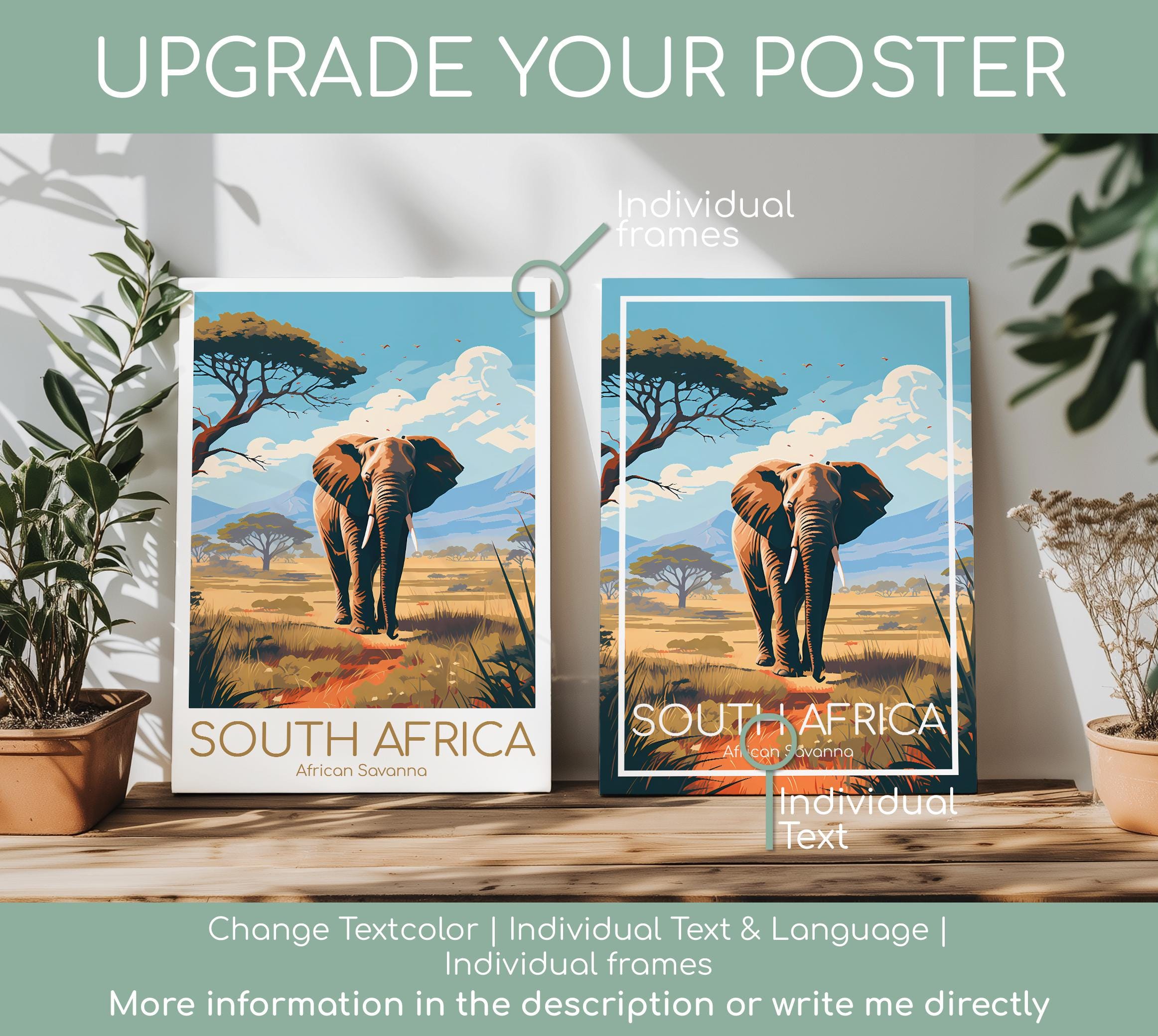 South Africa Savannah Poster Wall Art South Africa Travel Poster
