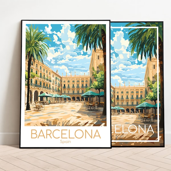 Barcelona Reiseposter Barcelona Poster Wall Art Spanien Vintage Poster Barcelona Travel Poster Geschenk Barcelona Print Reisedruck