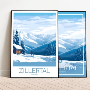 Affiche de voyage Zillertal Affiche Zillertal Art mural Autriche Affiche vintage Affiche de voyage Zillertal Cadeau Impression Zillertal Impression de voyage