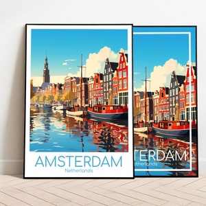 Amsterdam Travel Poster Amsterdam Poster Wall Art Netherlands Vintage Poster Amsterdam Travel Poster Gift Amsterdam Print Art Print