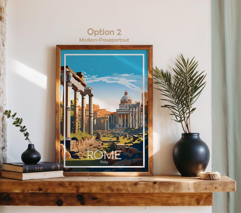 Rome Poster Rome Wall Art Italy Rome Travel Poster Rome Print Vintage Rome Gift Rome Travel Print Roman Forum image 6