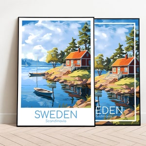 Schweden Reiseposter Schweden Poster Wall Art Schären Vintage Poster Travel Poster Geschenk Schweden Print Kunstdruck