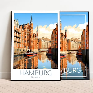 Hamburg Travel Poster Hamburg Poster Wall Art Germany Vintage Poster Travel Gift Hamburg Print Art Print