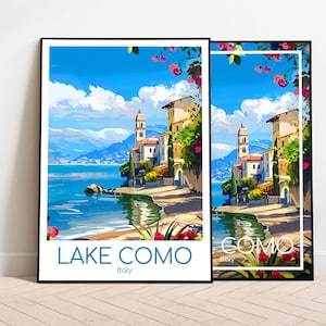 Comer See Reiseposter Strand Comer See Poster Strand Italien Vintage Poster Comer See Travel Poster Strand Comer See Print Reisedruck