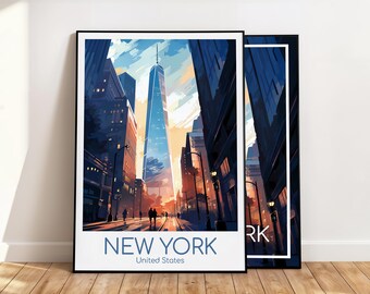 New York Poster One World Trade Center New York Travel Poster USA Vintage Poster New York Travel Poster Gift New York Print Tower