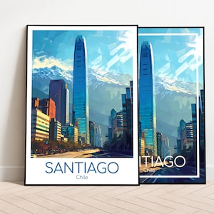 Santiago do chile poster de viagem santiago poster arte da parede chile poster vintage santiago poster de viagem presente santiago impressão de viagem