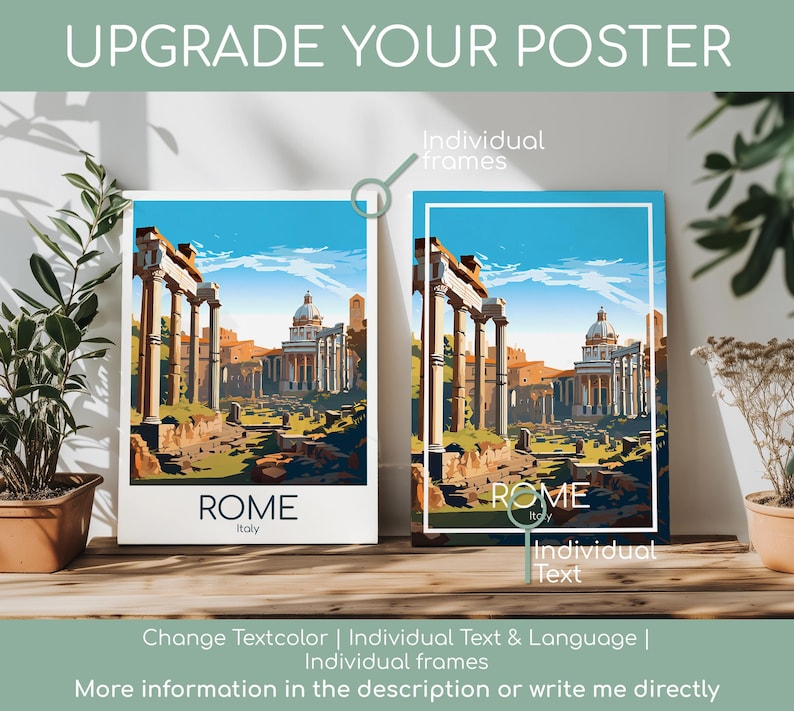 Rome Poster Rome Wall Art Italy Rome Travel Poster Rome Print Vintage Rome Gift Rome Travel Print Roman Forum image 10