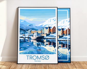 Tromso Poster Tromso Wall Art Norway Tromso Travel Poster Tromso Print Vintage Tromso Gift Tromso Travel Print