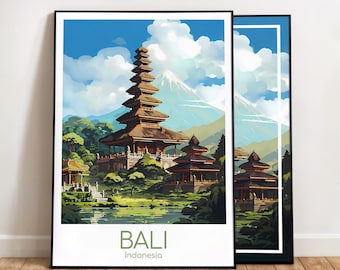 Pôster de viagem de Bali, impressão de Bali, arte de parede, pôster vintage da Indonésia, pôster de viagem, presente, pôster de Bali, impressão artística