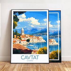 Cavtat poster croácia cavtat poster de viagem arte da parede poster vintage cavtat poster de viagem presente cavtat impressão de viagem