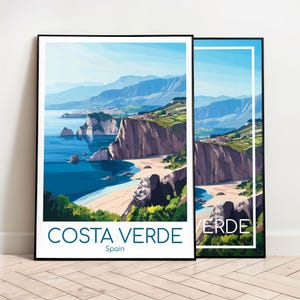 Costa Verde Reiseposter Costa Verde Poster Wall Art Spanien Vintage Poster Costa Verde Travel Poster Geschenk Costa Verde Print Reisedruck