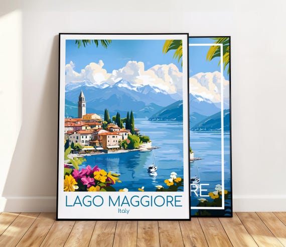 Lake Maggiore Poster Lake Maggiore Wall Art Italy Vintage Poster