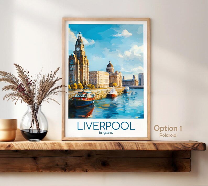 Liverpool poster - Deze poster van Liverpool straalt de sfeer van een maritieme haven uit, perfect als wanddecoratie, Engeland, print, cadeau, woondecoratie of reisposter. afbeelding 3