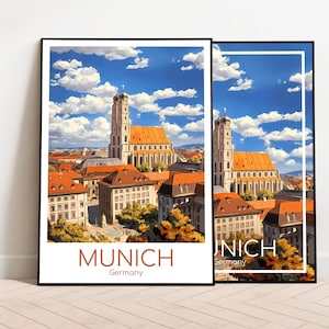 Munich Travel Poster Munich Poster Wall Art Germany Vintage Poster Travel Poster Gift Munich Print Art Print