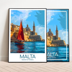 Malta Reiseposter Malta Poster Wall Art Malta Vintage Poster Malta Travel Poster Geschenk Malta Print Reisedruck