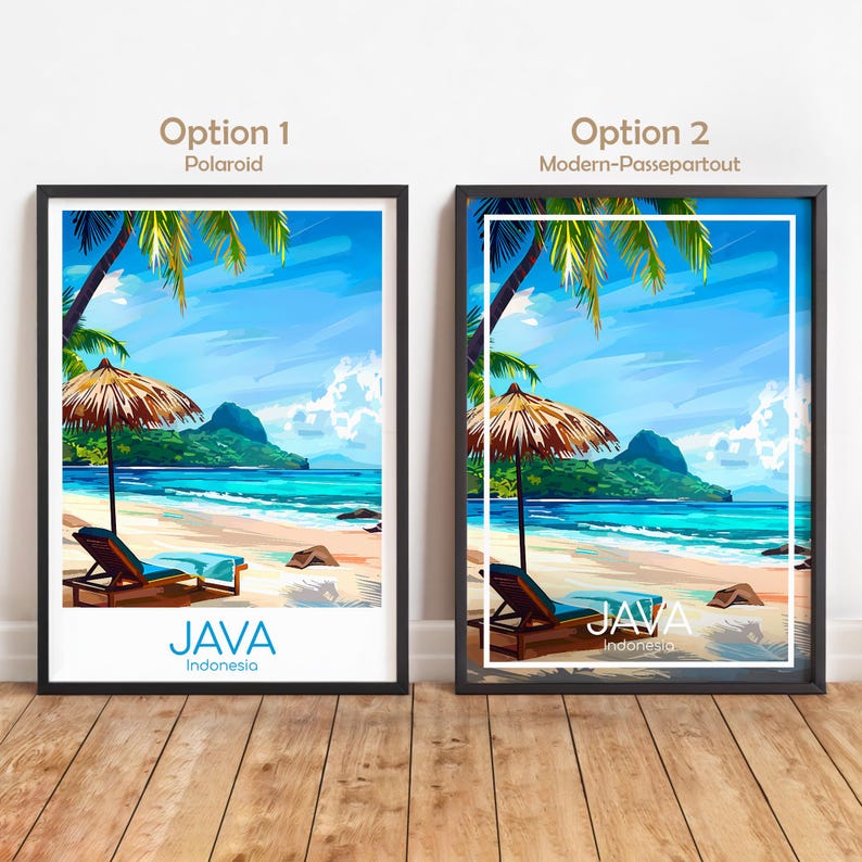 Pôster de Java, pôster de viagem de Java, arte de parede de praia, pôster vintage da Indonésia, pôster de viagem de Java, presente de praia, impressão de viagem de Java imagem 2