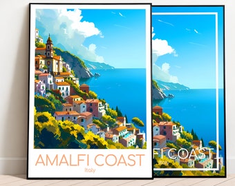Affiche de voyage de la côte amalfitaine Affiche de la côte amalfitaine Art mural Italie affiche vintage Côte amalfitaine Affiche de voyage Cadeau Côte amalfitaine Impression de voyage