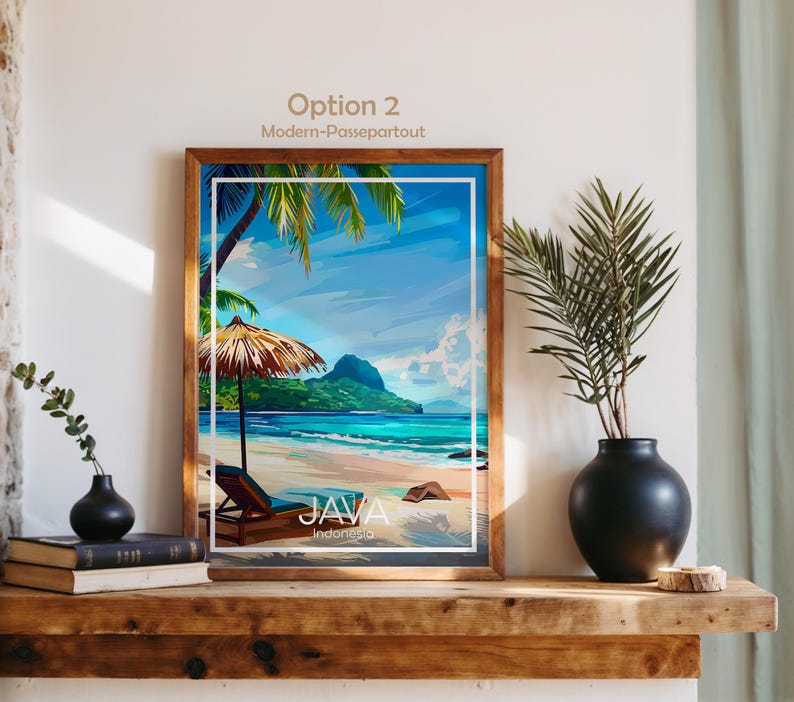 Java Poster Java Wall Art Indonesien Java Reiseposter Java Print Vintage Java Geschenk Java Reisedruck Strand Urlaub Bild 6