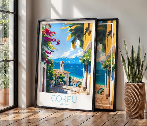 Korfu Poster Korfu Wall Art Griechenland Korfu Reiseposter Korfu Print Vintage Korfu Geschenk Korfu Reisedruck