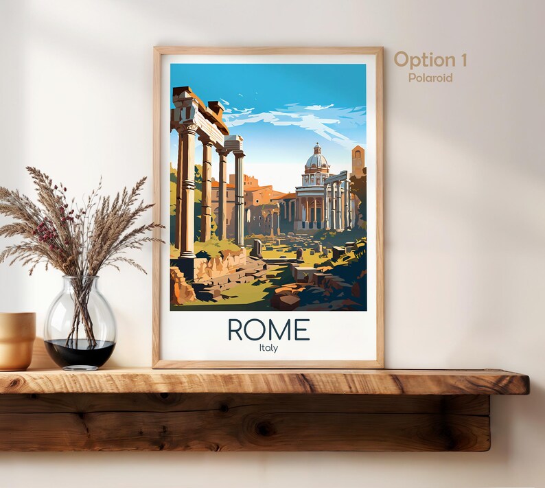 Rome Poster Rome Wall Art Italy Rome Travel Poster Rome Print Vintage Rome Gift Rome Travel Print Roman Forum image 3