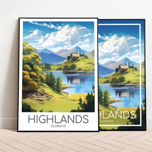 Highlands Reiseposter Sommer Highlands Poster Sommer Schottland Vintage Poster Highlands Travel Poster Highlands Print Sommer Kunstdruck