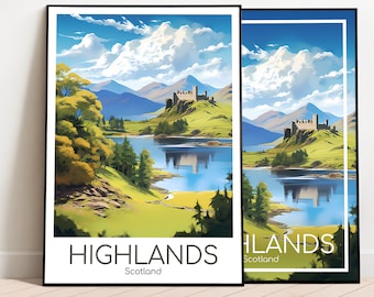 Highlands Travel Poster Summer Highlands Poster Summer Scotland Vintage Poster Highlands Travel Poster Highlands Print Summer Art Print