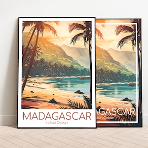 Madagaskar Reiseposter Strand Madagaskar Poster Strand Indischer Ozean Vintage Poster Madagaskar Travel Poster Madagaskar Print Reisedruck