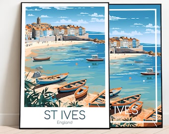 St Ives Affiche de voyage St Ives Affiche Wall Art Angleterre affiche vintage St Ives Affiche de voyage Cadeau St Ives Imprimer Impression de voyage