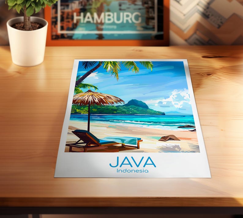 Java Poster Java Wall Art Indonesien Java Reiseposter Java Print Vintage Java Geschenk Java Reisedruck Strand Urlaub Bild 8