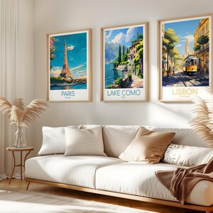 Póster del Lago de Como para pared, Póster de viaje del Lago de Como, Póster vintage de Italia, Póster de viaje del Lago de Como para regalo, Lámina del Lago de Como, Lámina de viaje imagen 7