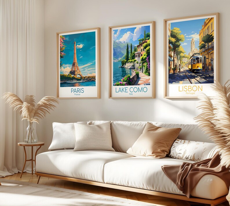 Póster del Lago de Como para pared, Póster de viaje del Lago de Como, Póster vintage de Italia, Póster de viaje del Lago de Como para regalo, Lámina del Lago de Como, Lámina de viaje imagen 7