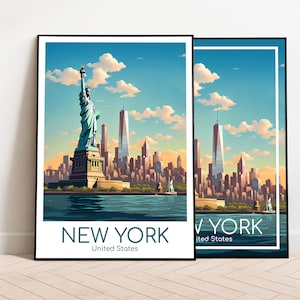 Affiche de voyage de New York Affiche de New York Wall Art États-Unis Art Print New York vintage Travel Poster Gift New York Print Art Print