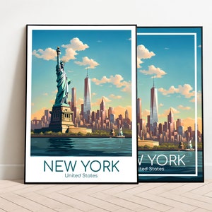 Affiche de voyage de New York Affiche de New York Wall Art États-Unis Art Print New York vintage Travel Poster Gift New York Print Art Print