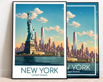 New York Travel Poster New York Poster Wall Art United States Art Print New York Vintage Travel Poster Gift New York Print Art Print