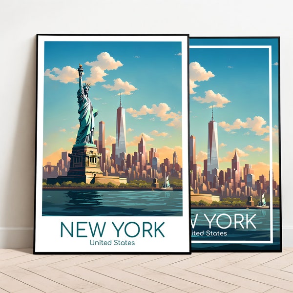 New York Reiseposter New York Poster Wall Art Vereinigte Staaten Art Print New York Vintage Travel Poster Geschenk New York Print Kunstdruck