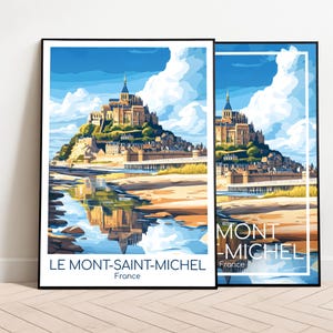 Mont-Saint-Michel Reiseposter Mont-Saint-Michel Poster Wall Art Frankreich Vintage Poster Mont-Saint-Michel Travel Poster Geschenk