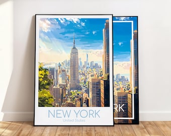 New York Poster Wall Art Empire State Building New York Poster USA Vintage Poster New York Travel Poster New York Print Travel Print