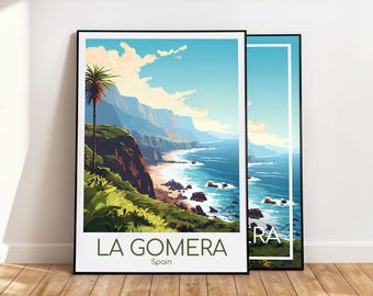 Póster de La Gomera para pared Póster de La Gomera España Islas Canarias Póster vintage Póster de viaje de La Gomera Regalo Lámina de La Gomera