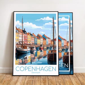 Copenhagen Travel Poster Copenhagen Poster Wall Art Denmark Vintage Poster Travel Poster Gift Copenhagen Print Art Print