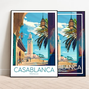 Casablanca cartaz de viagem casablanca cartaz arte da parede marrocos cartaz vintage casablanca cartaz de viagem presente casablanca impressão de viagem
