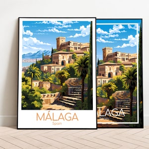 Malaga Travel Print Malaga Poster Wall Art Spain Vintage Poster Travel Poster Gift Malaga Print Art Print