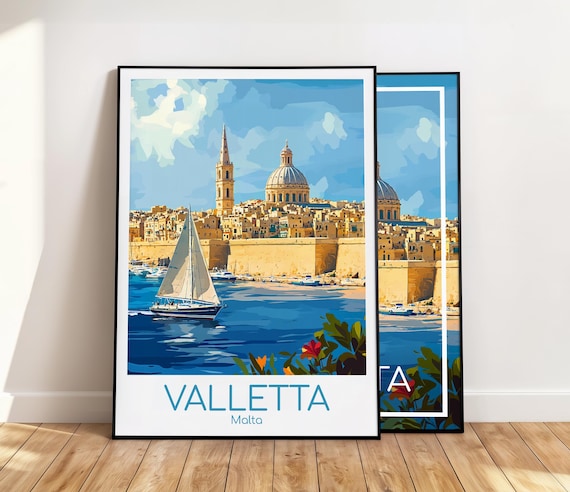 Valletta Poster Valletta Wall Art Malta Valletta Reiseposter Valletta Print Vintage Valletta Geschenk Valletta Reisedruck