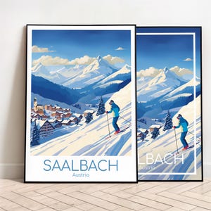 Póster de viaje de Saalbach Póster de Saalbach Arte de pared Austria Póster vintage Póster de viaje de Saalbach Regalo Impresión de Saalbach Impresión de viaje