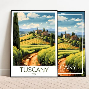 Tuscany Travel Poster Tuscany Poster Wall Art Italy Vintage Poster Travel Poster Gift Tuscany Print Art Print