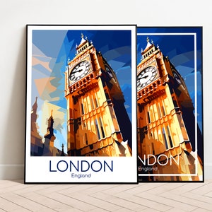 London Travel Poster Big Ben London Poster Wall Art England Vintage Poster London Travel Poster Gift London Print Travel Print Big Ben