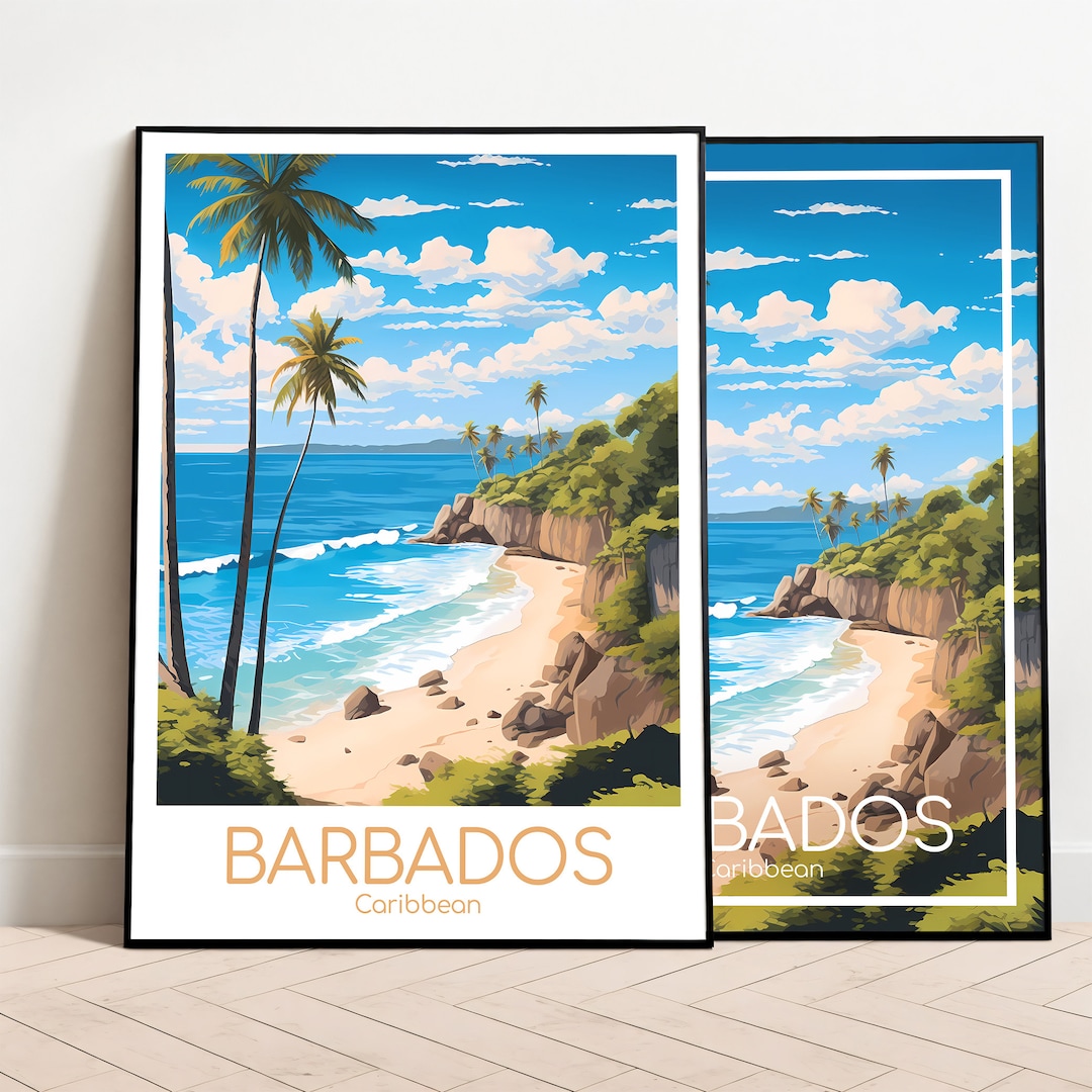 Barbados Travel Poster Barbados Poster Wall Art Caribbean Vintage
